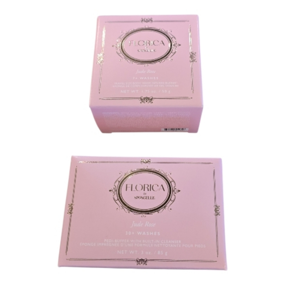 Spongelle NIB Florica Bundle Jude Rose Body Buffer Dual Acting Exfoliating